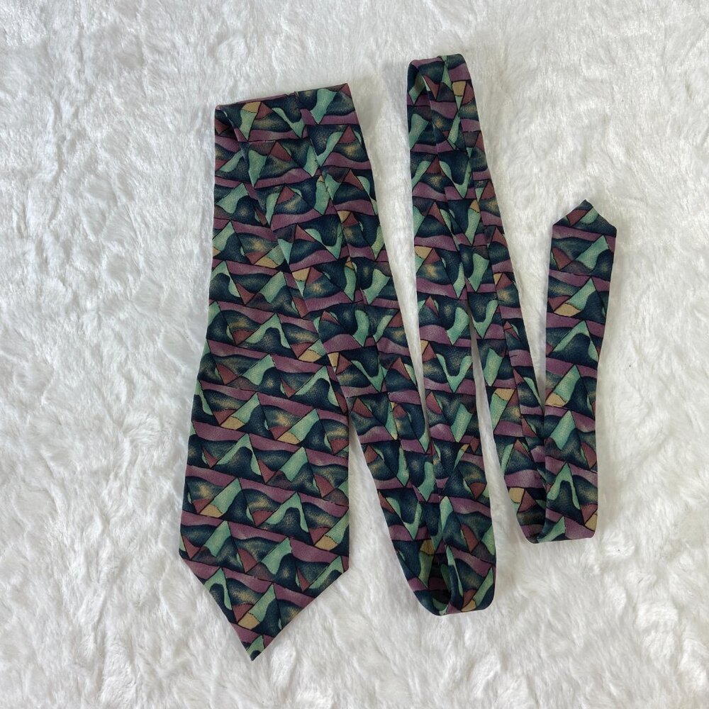 Jerry Garcia Necktie Neck Tie Geometric Pattern 100% Silk Purple Blue Design